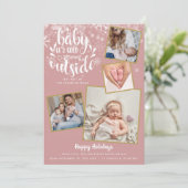 Baby It's Cold Outside Foto Meisje Kerstmis Geboor Aankondiging (Staand voorkant)