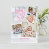 Baby It's Cold Outside Foto Meisje Winter Geboorte Aankondiging (Staand voorkant)