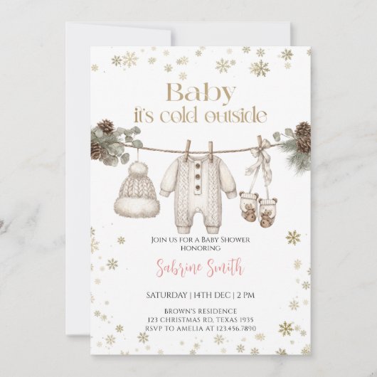 Baby it's cold outside gender neutral Baby Shower Kaart (Voorkant)