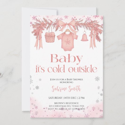 Baby it's cold outside Girl clothes Baby Shower Kaart (Voorkant)
