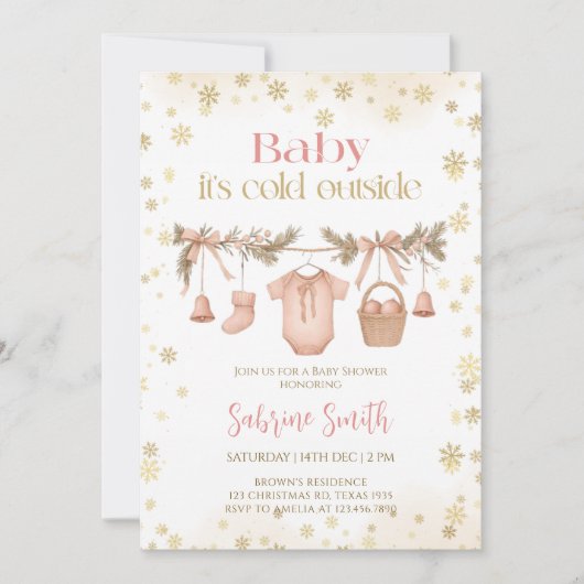 Baby it's cold outside Girl clothes Baby Shower Kaart (Voorkant)