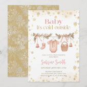 Baby it's cold outside Girl clothes Baby Shower Kaart (Voorkant / Achterkant)