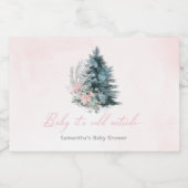 Baby its cold outside Girl Pink Baby shower Sparkling Wijnetiket (Enkel label)