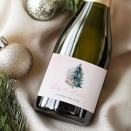 Baby its cold outside Girl Pink Baby shower Sparkling Wijnetiket