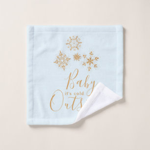 Baby it's Cold Outside Gouden Sneeuwvlokken op Bla Bad Handdoek
