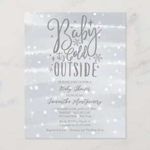 Baby It's Cold Outside Grijze Baby Shower Uitnodig