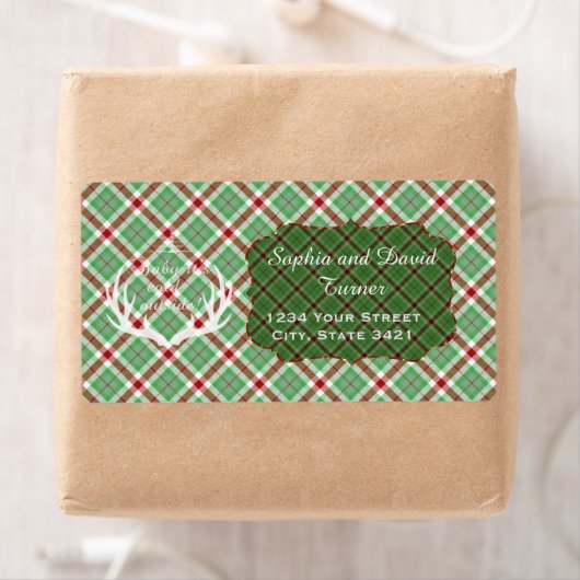 Baby it's Cold Outside Groen Geruite Vakantie Etiket (Insitu)