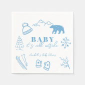 Baby It's Cold Outside Hand-drawn Blue Baby Shower Servet (Voorkant)