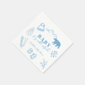 Baby It's Cold Outside Hand-drawn Blue Baby Shower Servet (Hoek)