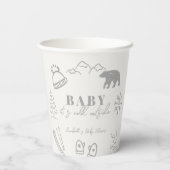 Baby It's Cold Outside Hand-drawn Gray Baby Shower Papieren Bekers (Achterkant)