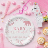 Baby It's Cold Outside Hand-drawn Pink Baby Shower Papieren Bordje (Feest)