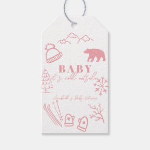 Baby It's Cold Outside Hand-getekende Roze Baby Sh Cadeaulabel