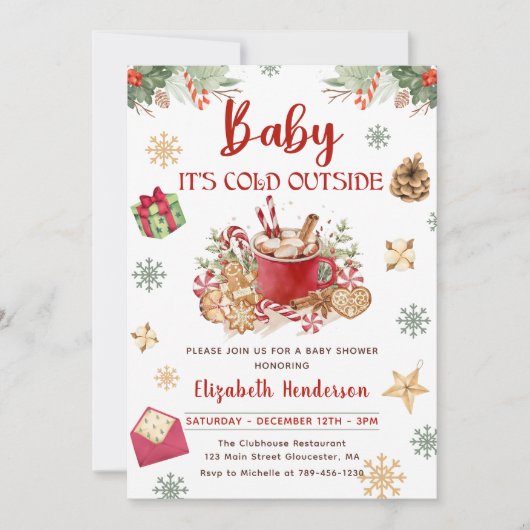 Baby It's Cold Outside Kerst Baby Shower Kaart (Voorkant)