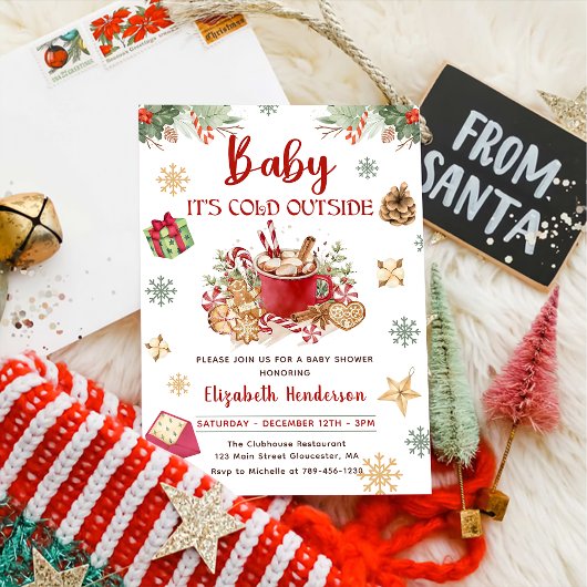 Baby It's Cold Outside Kerst Baby Shower Kaart