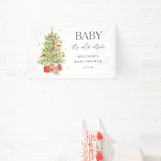 Baby It's Cold Outside Kerst Baby Shower Spandoek (Insitu)