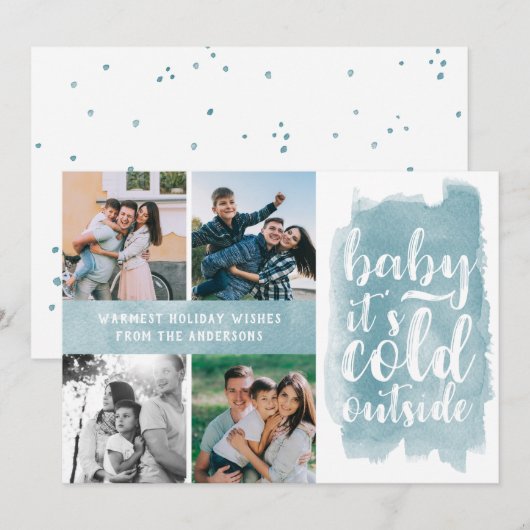 Baby It's Cold Outside Kerst Fotocollage Feestdagenkaart (Voorkant / Achterkant)
