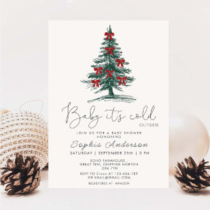 Baby It's Cold Outside Kerstboom Baby Shower Kaart