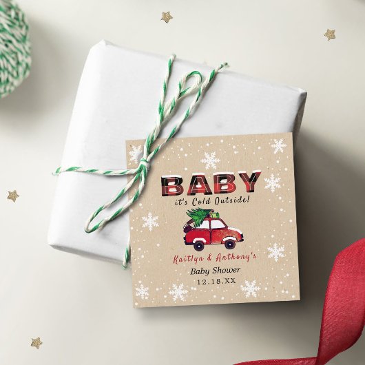 Baby It's Cold Outside | Kerstelijke Baby Shower Bedankjes Labels