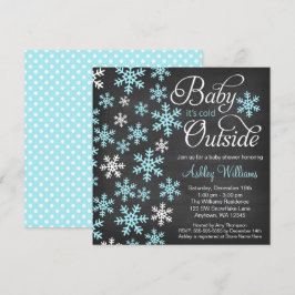 Baby It's Cold Outside Krijtbord Blauwe Baby Showe Kaart
