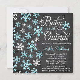Baby It's Cold Outside Krijtbord Blauwe Baby Showe Kaart