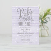 Baby It's Cold Outside Lavender Babyfeest Kaart (Staand voorkant)