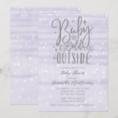 Baby It's Cold Outside Lavender Babyfeest Kaart (Voorkant / Achterkant)