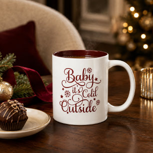 Baby It's Cold Outside Maroon Twee Tinten Tweekleurige Koffiemok
