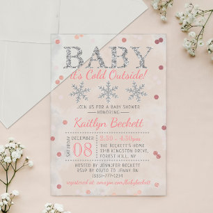 Baby It's Cold Outside Meisjes Winter Baby Shower Acryl Uitnodigingen