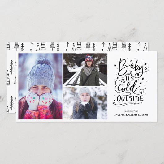 Baby It's Cold Outside Modern Script Foto Feestdagenkaart