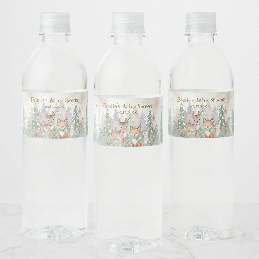 Baby It's Cold Outside Moderne Winter Woud  Waterfles Etiket