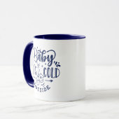 Baby It's Cold Outside Navy Blue Kerstmis Mok (Voorkant links)