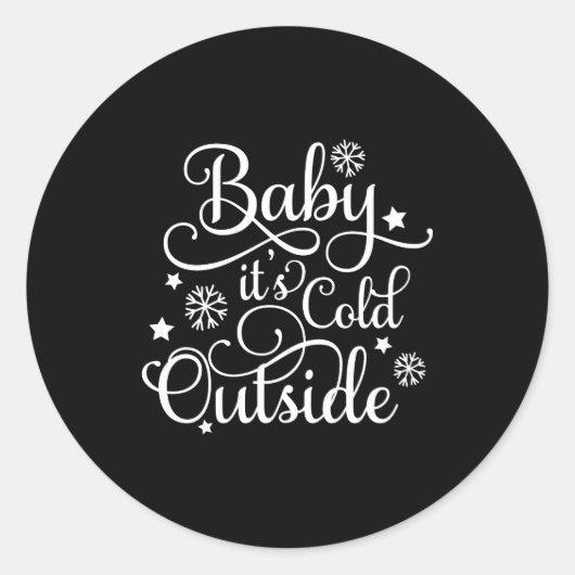 Baby Its Cold Outside Navy Blue Womens Holiday  Ronde Sticker (Voorkant)