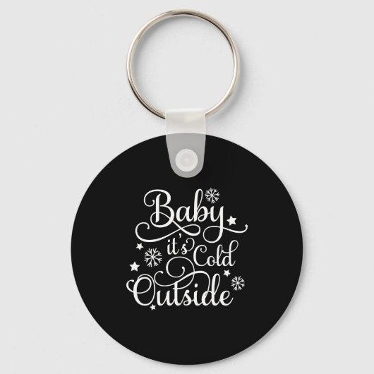 Baby Its Cold Outside Navy Blue Womens Holiday  Sleutelhanger (Voorkant)