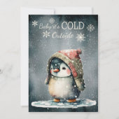 Baby It's Cold Outside Pinguïn Feestdagenkaart (Voorkant)