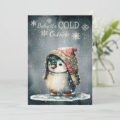 Baby It's Cold Outside Pinguïn Feestdagenkaart (Staand voorkant)