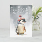 Baby It's Cold Outside Pinguïn Feestdagenkaart (Staand voorkant)