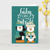 Baby It's Cold Outside Pinguïns Kaart (Gele Bloem)