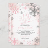 Baby Its Cold Outside Pink Baby Shower Invitation Kaart (Voorkant / Achterkant)