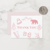 Baby It's Cold Outside Pink Baby Shower Thank You Notitiekaartje (Voorkant / Achterkant in situ)