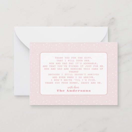 Baby It's Cold Outside Pink Baby Shower Thank You Notitiekaartje (Achterkant)