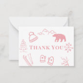 Baby It's Cold Outside Pink Baby Shower Thank You Notitiekaartje (Voorkant)