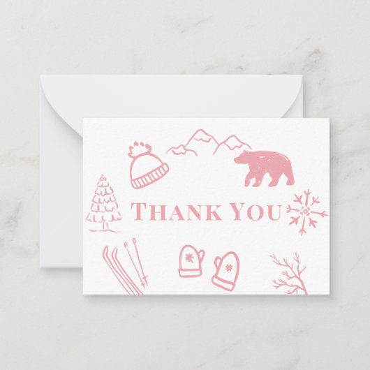 Baby It's Cold Outside Pink Baby Shower Thank You Notitiekaartje (Voorkant)