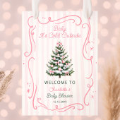 Baby It's Cold Outside Pink Baby Shower Welcome Poster