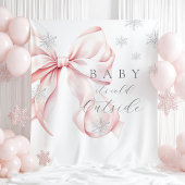 Baby It's Cold Outside Pink Bow Backdrop Wandkleed