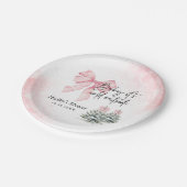 Baby Its Cold Outside, Pink Bow Winter Baby Shower Papieren Bordje (Gekanteld)