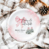 Baby Its Cold Outside, Pink Bow Winter Baby Shower Papieren Bordje