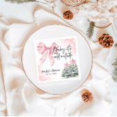 Baby Its Cold Outside, Pink Bow Winter Baby Shower Servet