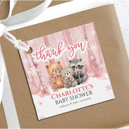 Baby it's cold outside Pink Forest Baby Shower  Bedankjes Labels