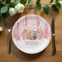 Baby it's cold outside Pink Forest Baby Shower  Papieren Bordje