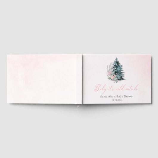 Baby its cold outside Pink Silver Baby Shower Gastenboek (Volledig)